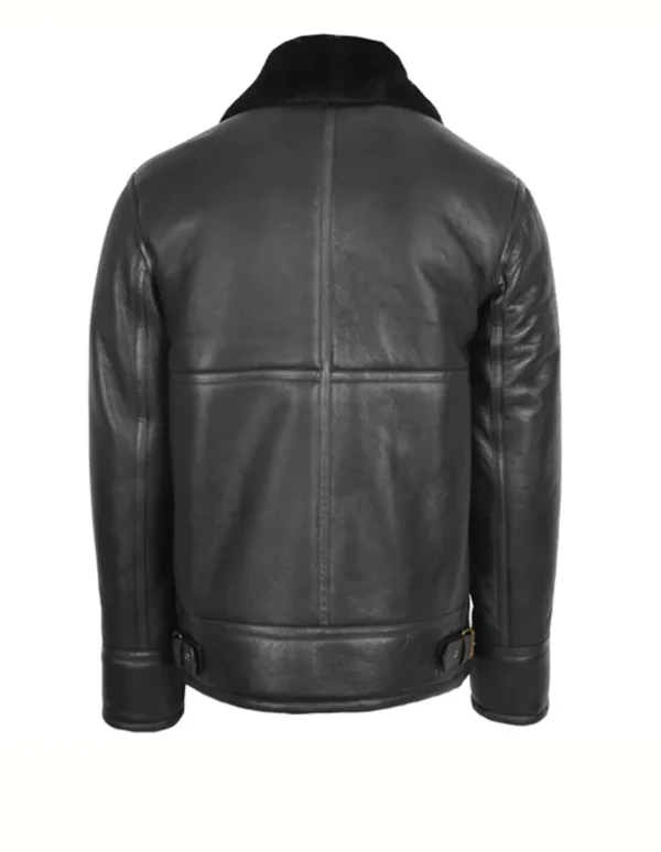 BLACK B3 AVIATOR BOMBER LEATHER JACKET - Image 2