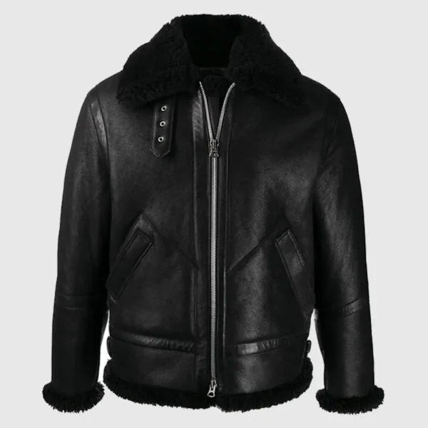BLACK B3 AVIATOR BOMBER LEATHER JACKET