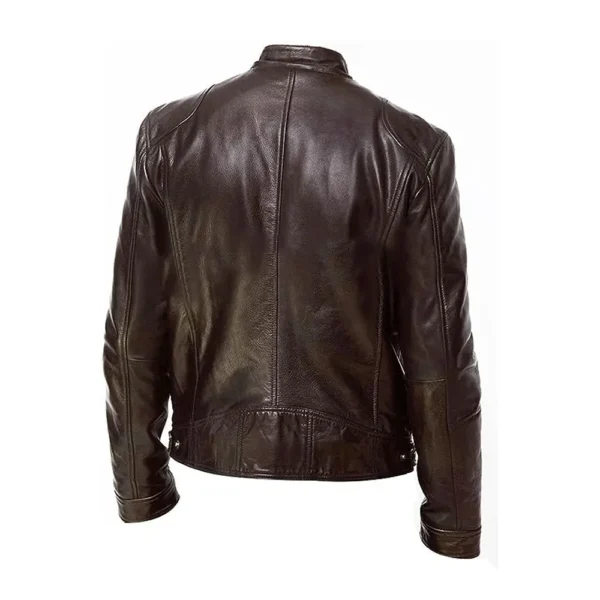 MEN BROWN LEATHER BOMBER JACKET