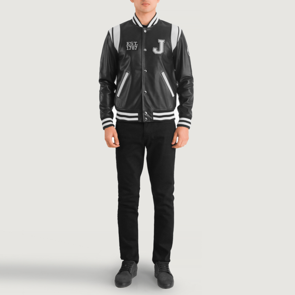 Liberte USA Black Leather Varsity Jacket - Image 8