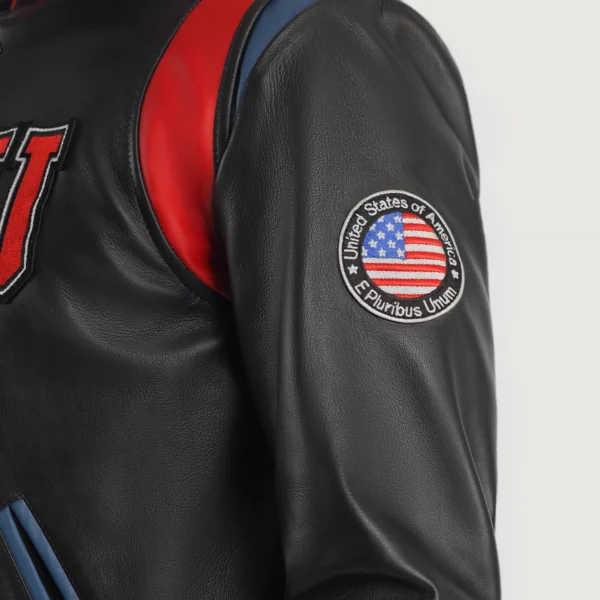 Liberte USA Black Leather Varsity Jacket - Image 3