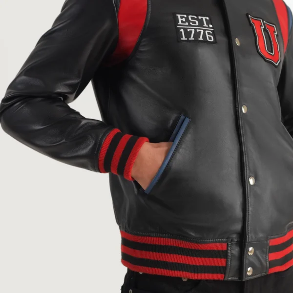 Liberte USA Black Leather Varsity Jacket - Image 6