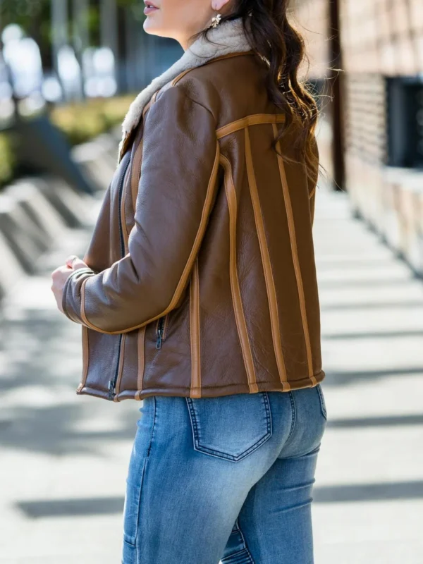 RIHANNA BROWN SHEEPSKIN JACKET - Image 2