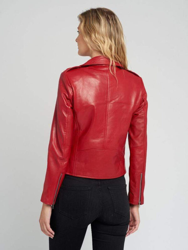 RED DESIGNER LADIES LEATHER JACKET - Image 4