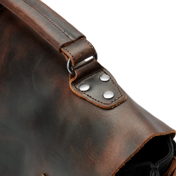 BLACK VINTAGE-STYLE MESSENGER BAG - Image 5
