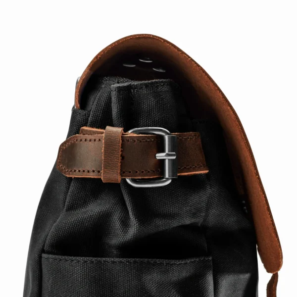 BLACK VINTAGE-STYLE MESSENGER BAG - Image 7