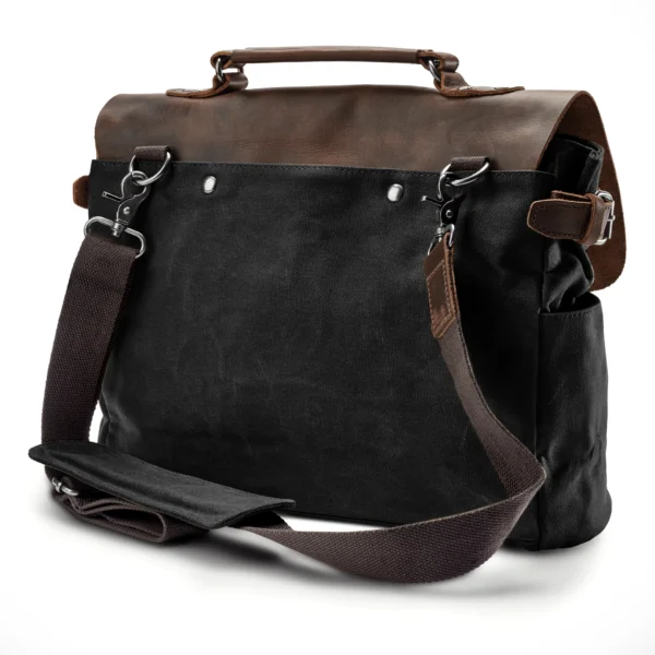 BLACK VINTAGE-STYLE MESSENGER BAG - Image 9