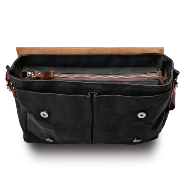 BLACK VINTAGE-STYLE MESSENGER BAG - Image 10