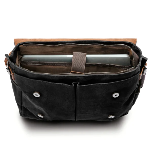 BLACK VINTAGE-STYLE MESSENGER BAG - Image 11