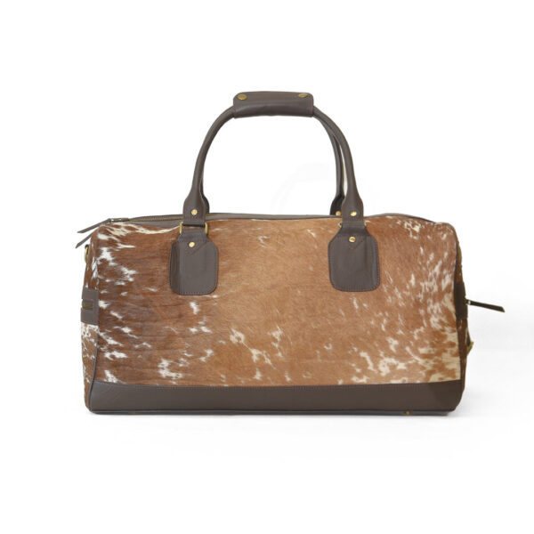 Men Leather Weekend Travel Duffle Bag With Cow Hairs Gym Luggage Messenger Bag - Image 2