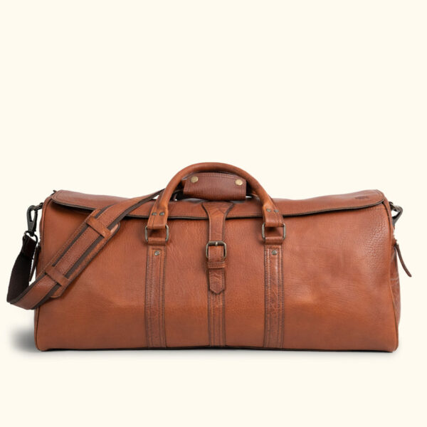 MEN LEATHER WEEKEND BAG /TRAVEL DUFFLE GYM GENUINE - Image 4