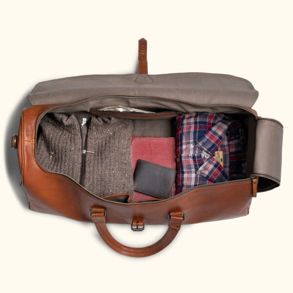 MEN LEATHER WEEKEND BAG /TRAVEL DUFFLE GYM GENUINE - Image 2