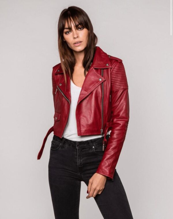 Women's Black Cropped Leather Jacket