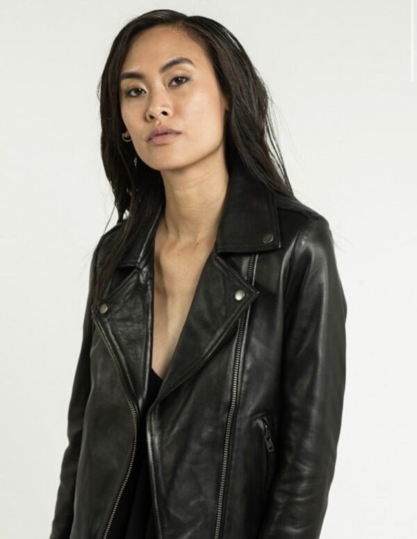 Ladies Biker Leather Jacket - Image 4