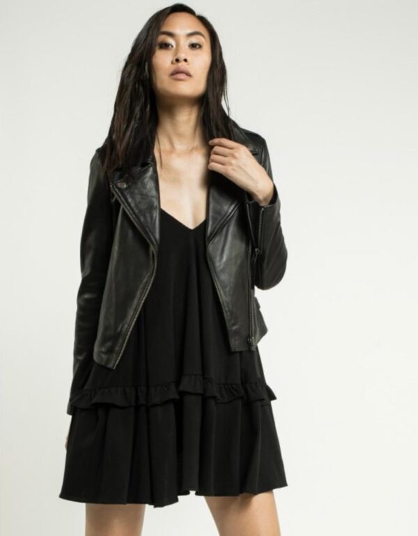 Ladies Biker Leather Jacket - Image 2