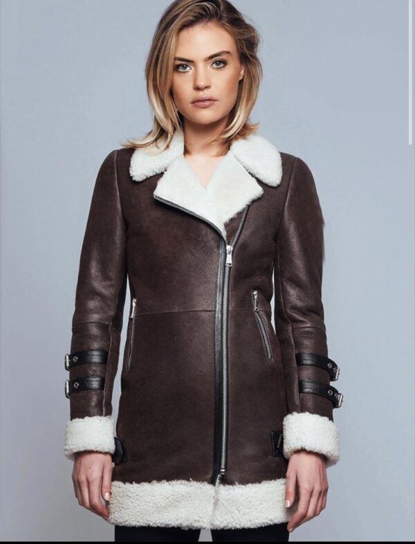 Women's Vintage Style Lambskin Leather Coat - Image 2